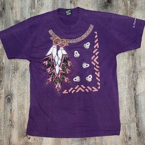 Fruit of the Loom Purple Feather Graphic Tee